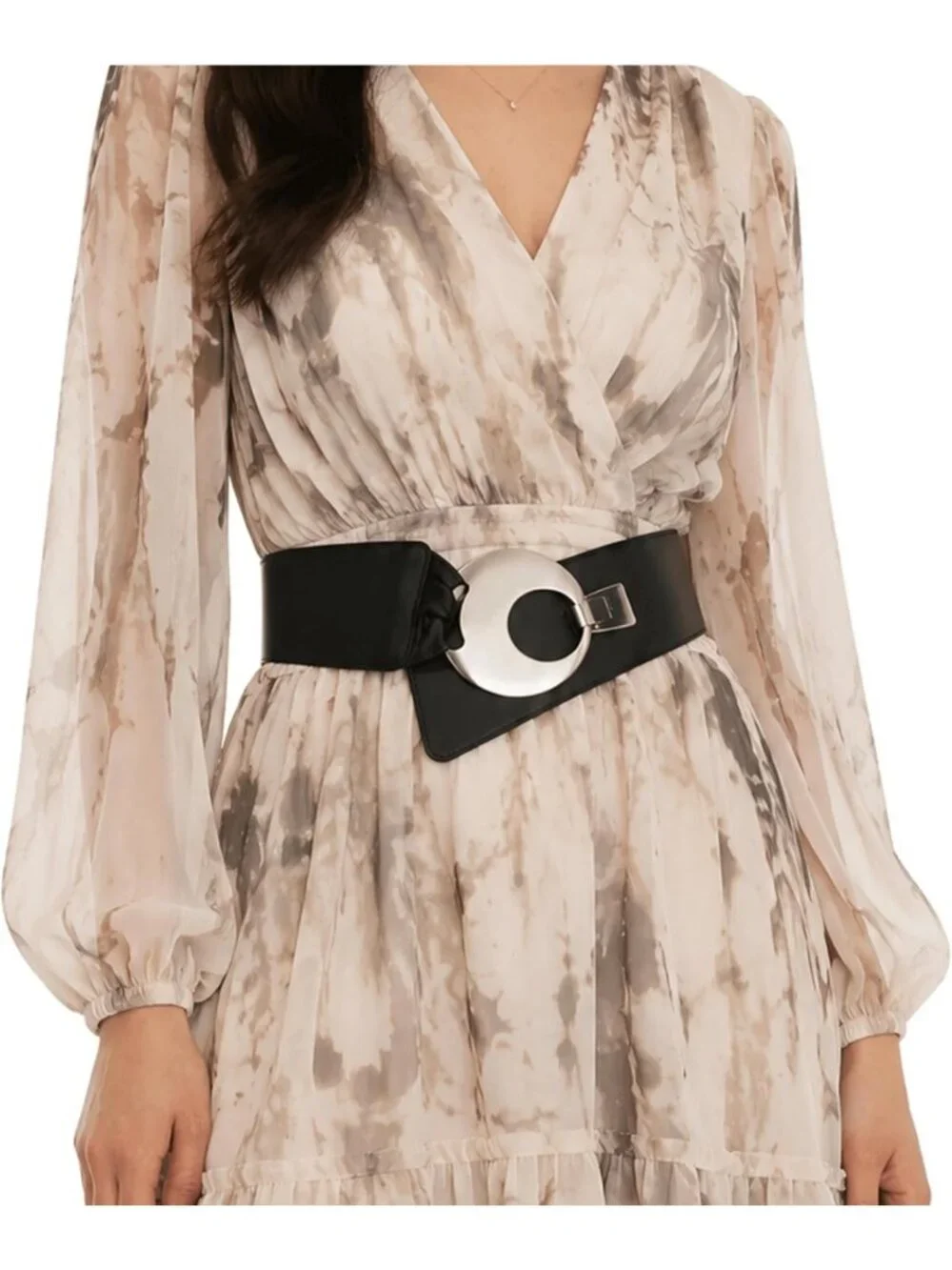 Stylish Women's Wide Genuine Leather Belt with Round Cross Buckle - Perfect